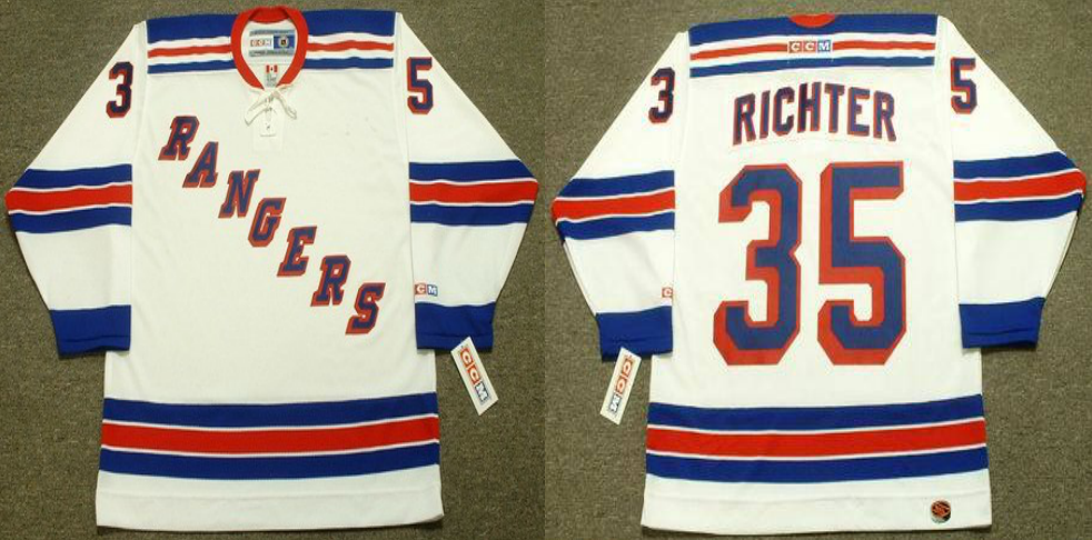 2019 Men New York Rangers 35 Richter white style #2 CCM NHL jerseys